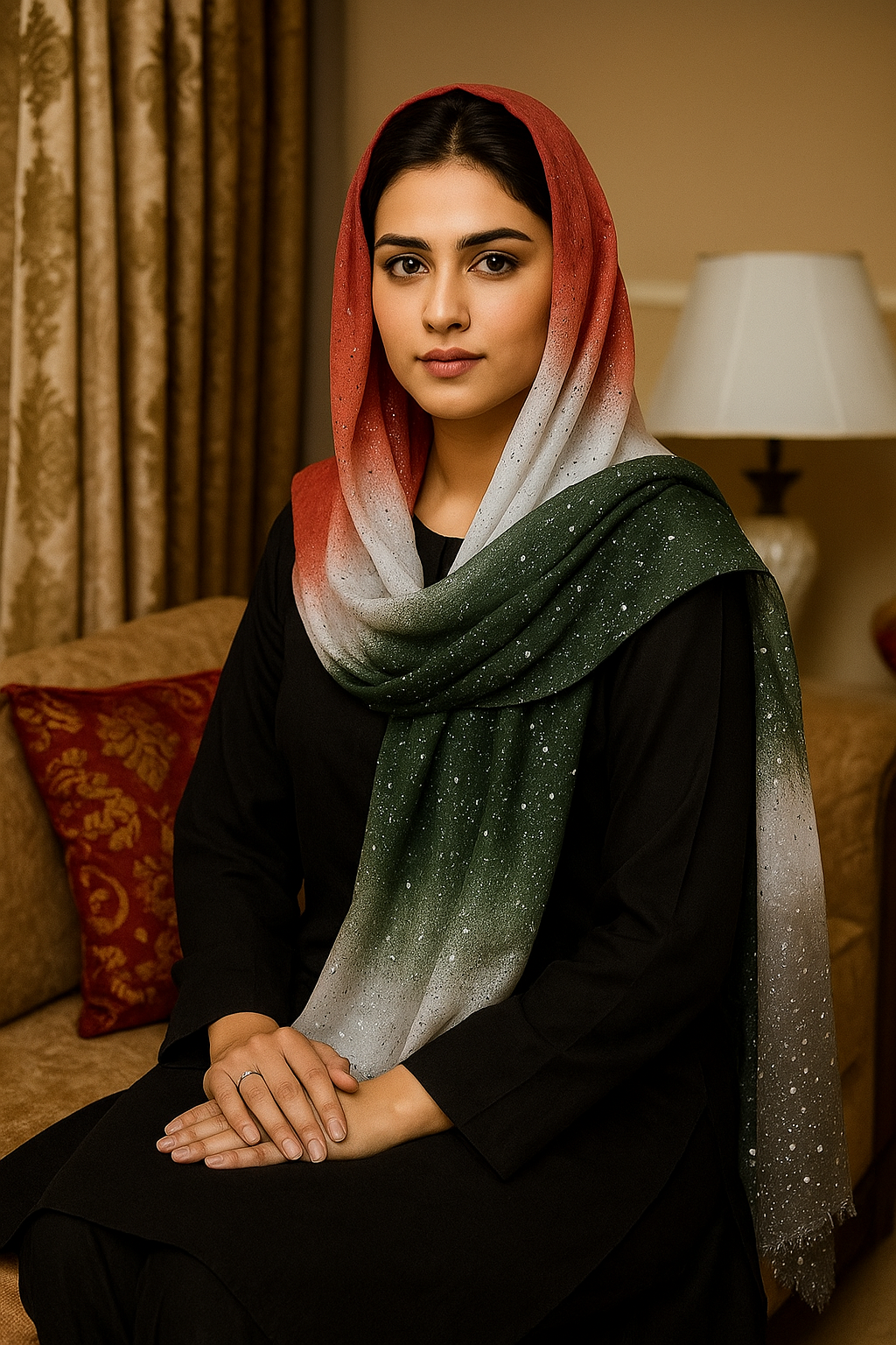 Elegant Gradient Sparkle Hijab – Lightweight, Breathable & Stylish